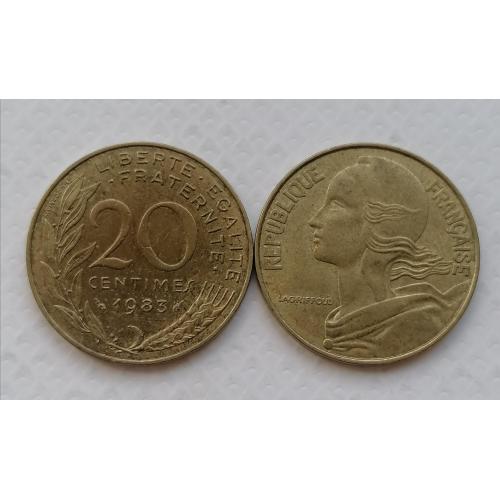 Франция 20 сентимов 1983г.