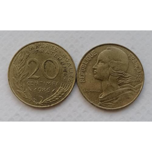 Франция 20 сентимов 1986г.