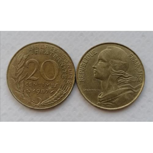 Франция 20 сентимов 1987г.