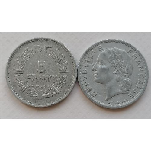 Франция 5 франков 1947г. Без метки монетного двора. 