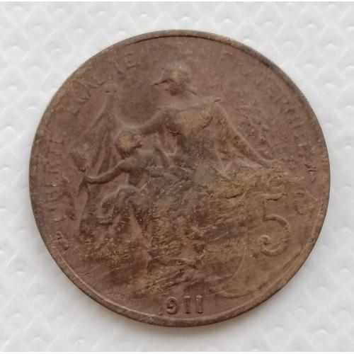 Франция 5 сантимов 1911г.