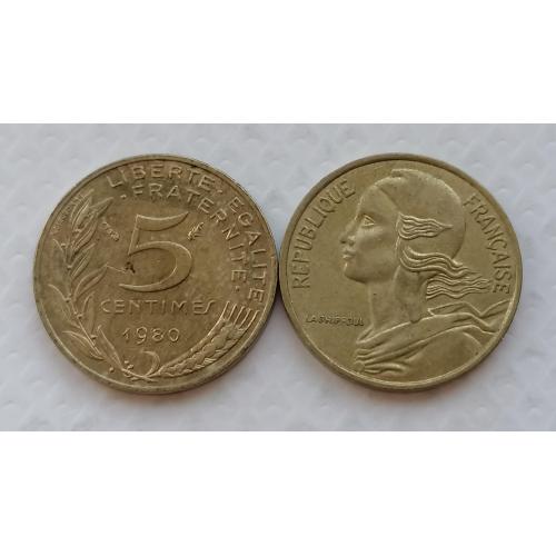 Франция 5 сантимов 1980г.