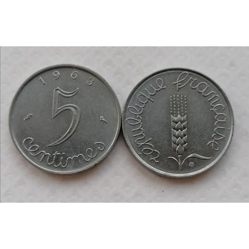 Франция 5 сентимов 1963г.