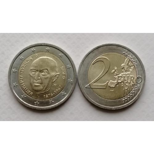 Германия 2 евро 2026г. Конрад Аденауер. Метка D. 