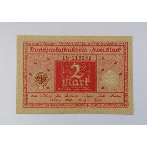 Германия 2 марки 1920г. XF. 