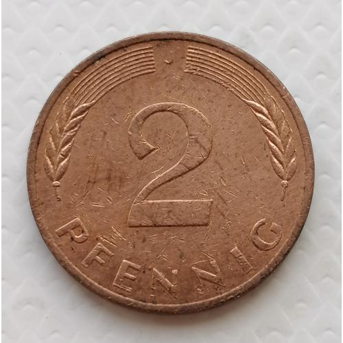 Германия 2 пфеннига 1980г. Метка J. 
