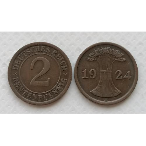 Германия 2 рентенпфениг 1924г. Метка А. 