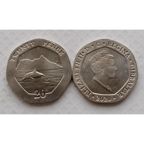 Гибралтар 20 пенсов 2020г. АА. 