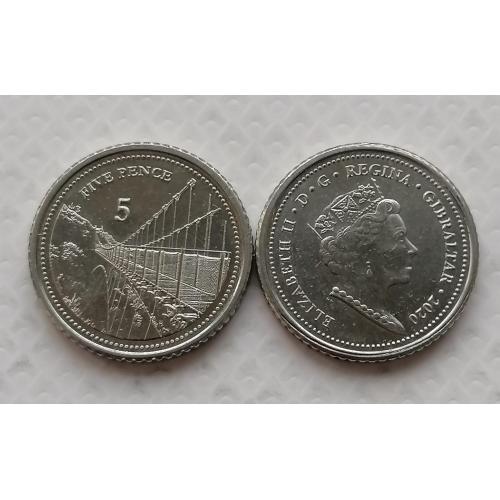 Гибралтар 5 пенсов 2020г. АВ. 