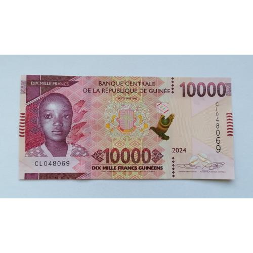 Гвинея 10 000 франков 2024г. UNC.