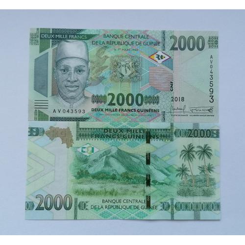 Гвинея 2000 франков 2018г. UNC. 