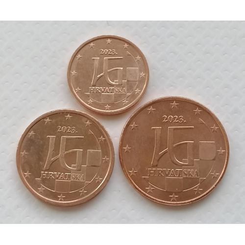 Хорватия 3 монеты 1,2,5 евроцентов 2023г. 