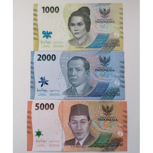 Индонезия 3 банкноты 2022г. UNC. 