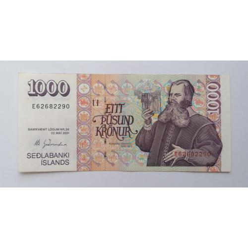 Исландия 1000 крон 2001(2009)г. XF. 