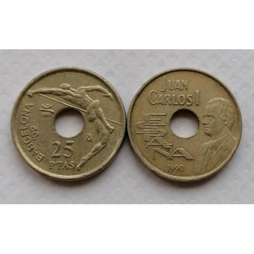 Испания 25 песет 1990г. Король Хуан Карлос l. 
