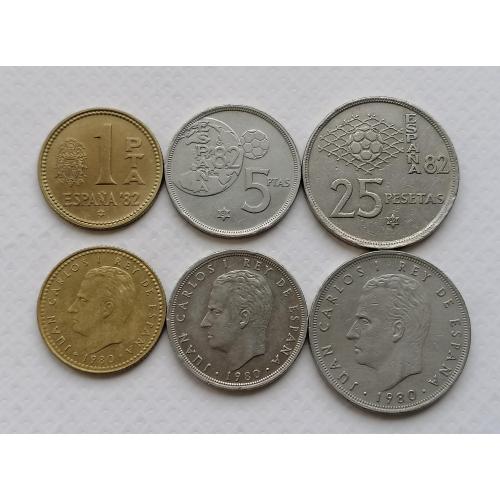 Испания 3 монеты 1980г.
