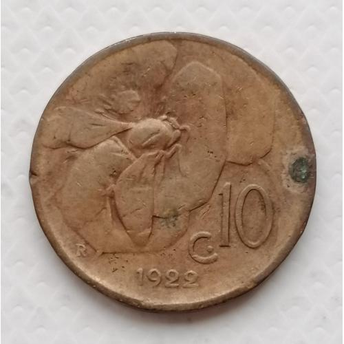 Италия 10 чентезимо 1922г.