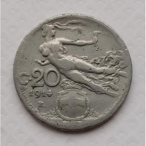 Италия 20 чентезимо 1914г. 