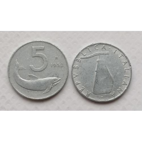 Италия 5 лир 1953г.