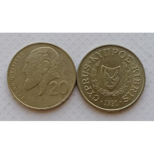 Кипр 20 центов 1990г.