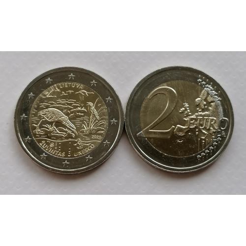 Литва 2 евро 2021г. Биосферный рыбный заповедник. 