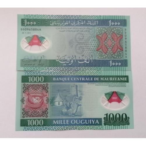 Мавритания 1000 угий 2014г. UNC. Polimer. 