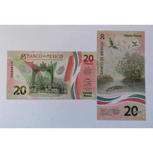 Мексика 20 песо 2022г. UNC. Polimer. 