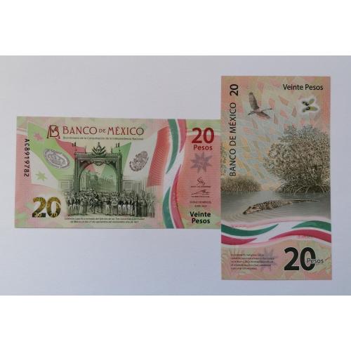 Мексика 20 песо 2023г. UNC. Polimer. 