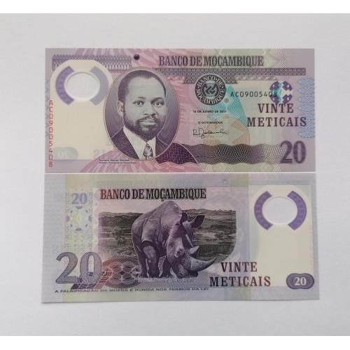 Мозамбик 20 метикал 2011г. Polimer. UNC. 