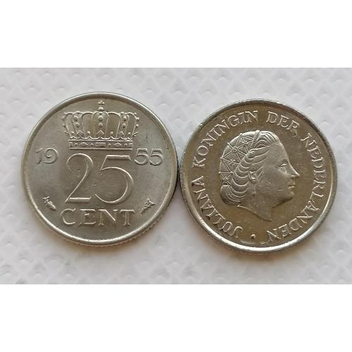 Нидерланды 25 центов 1955г.