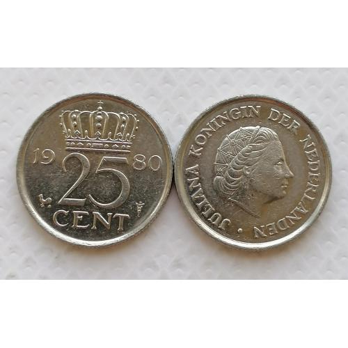 Нидерланды 25 центов 1980г.