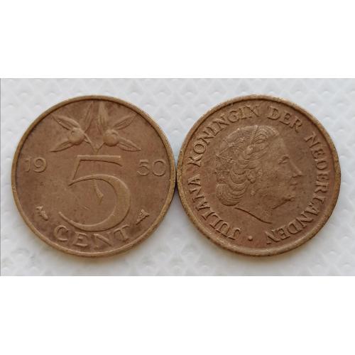 Нидерланды 5 центов 1950г.