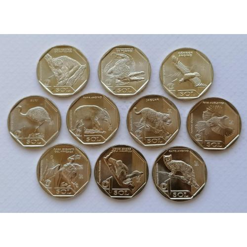 Перу 1 соль 2017-19г. 10 монет.