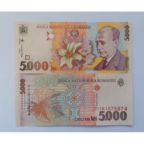 Румыния 5000 лей 1998г. UNC. 