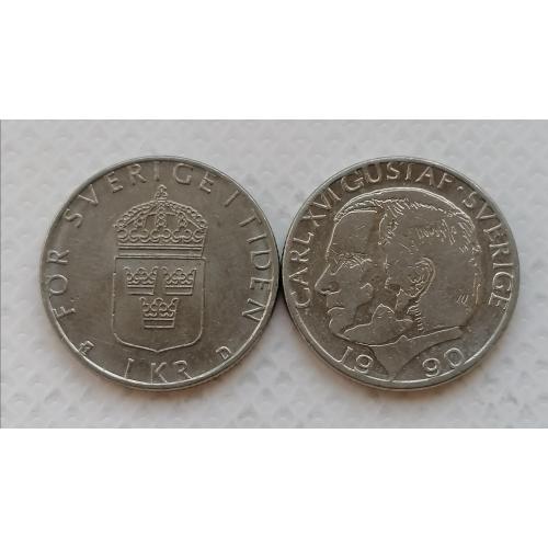 Швеция 1 крона 1990г.