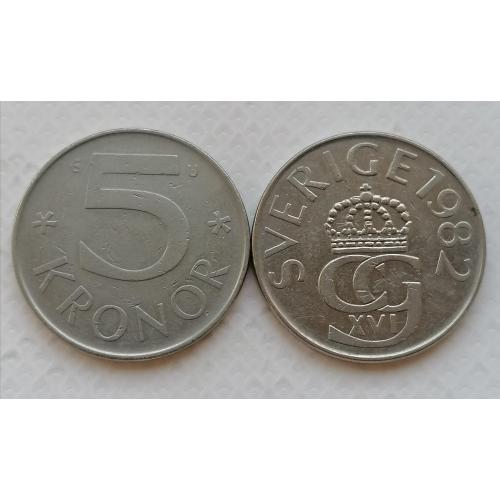 Швеция 5 крон 1982г. 