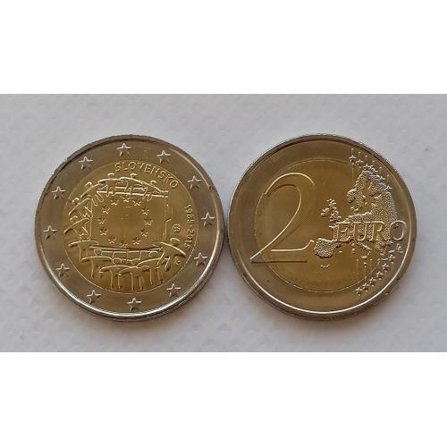 Словакия 2 евро 2015г. Флаг ЕС. 