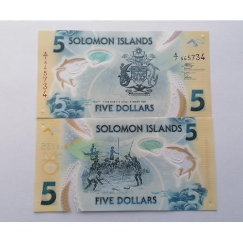 Соломоновы острова 5 долларов 2019(2023)г. UNC. Polimer. 
