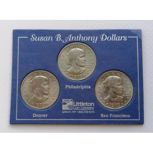 США 1 доллар 1979г. 3 монеты. D, P, S. 
