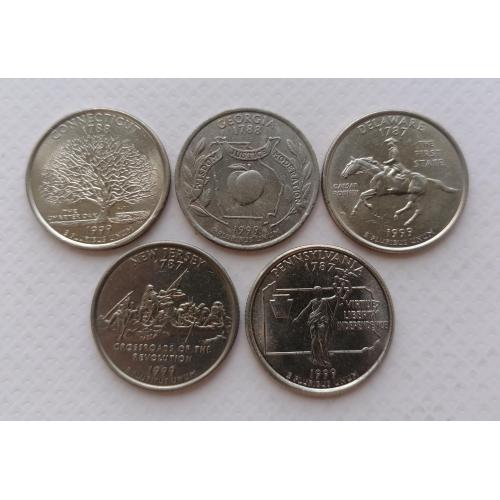 США ¼ долара 1999г. 5 монет. 