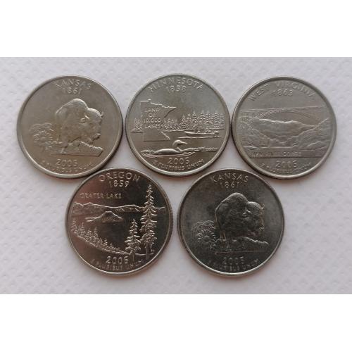США ¼ долара 2005г. 5 монет. 