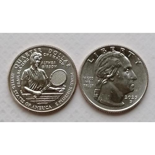 США ¼ доллара 2025 г. Алтея Гибсон. Метка D. 