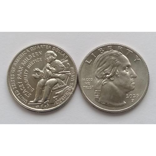 США ¼ доллара 2025г. Метка P. Стейси Парк Милберн. 