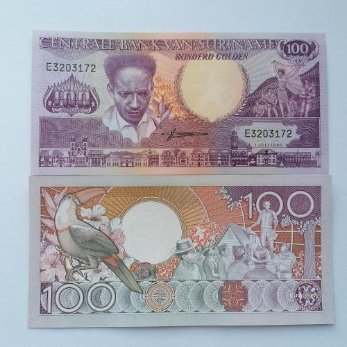Суринам 100 гульденов 1986г. UNC. 
