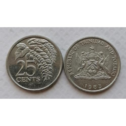 Тринидад и Тобаго 25 центов 1983г. Без метки монетного двора. 