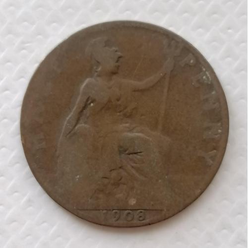 Великобритания 1/2 пенни 1908г.