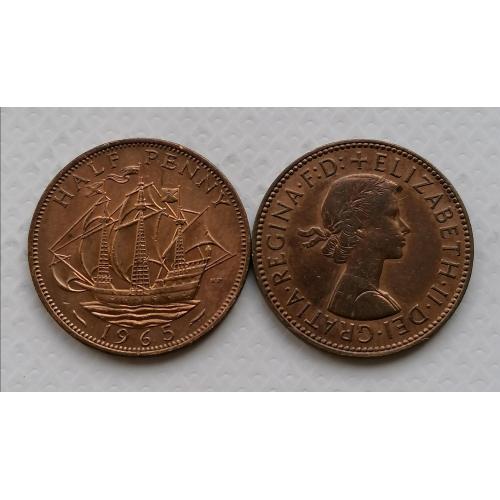 Великобритания 1/2 пенни 1965г.