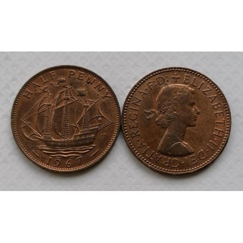 Великобритания 1/2 пенни 1967г.