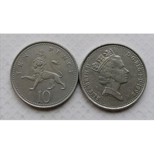 Великобритания 10 пенсов 1992г.