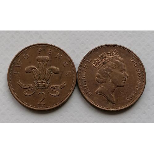 Великобритания 2 пенса 1993г.